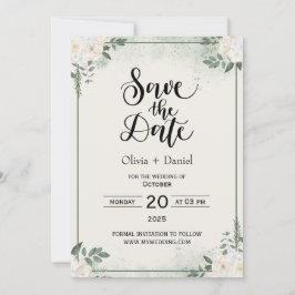 Greenery Elopement Wedding Date Invitation 招待状