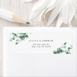 Greenery Eucalyptusスクリプト結婚のアドレス ラベル
