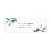 Greenery Eucalyptusスクリプト結婚のアドレス ラベル (正面)