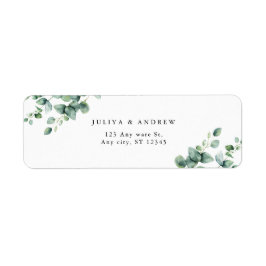Greenery Eucalyptusスクリプト結婚のアドレス ラベル