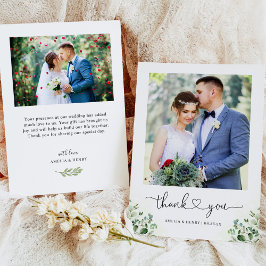 Greenery Eucalyptusハート結婚スクリプトの写真 サンキューカード