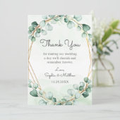 Greenery Eucalyptus金ゴールドフレー結婚ムGeometric's サンキューカード (スタンド正面)