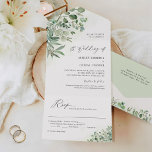 Greenery Eucalyptus 葉結婚s （ENVは不要） オールインワン招待状<br><div class="desc">これらの「緑のユーカリ葉プ簡単の全て一つの招待状」は、穴あきRSVPポストカードを引き裂くで設計されている。単に各カードを輪郭の形に折り畳み、その後シールして送信 – 郵送に必要な封筒なし。</div>