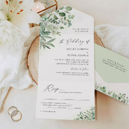 Greenery Eucalyptus 葉結婚s （ENVは不要） オールインワン招待状