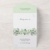 Greenery Eucalyptus 葉結婚s （ENVは不要） オールインワン招待状 (外側)