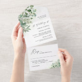 Greenery Eucalyptus 葉結婚s （ENVは不要） オールインワン招待状 (貼ってはがせる)