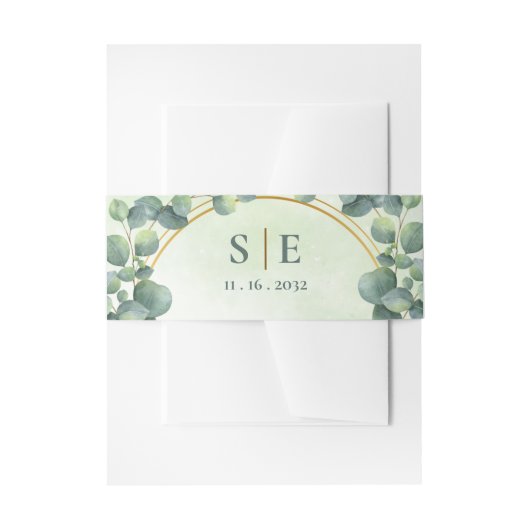 Greenery Eucalyptus Botanical Monogram Wedding 招待状ベリーバンド (正面例)