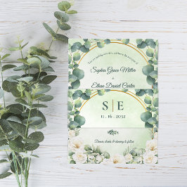Greenery Eucalyptus Botanical Monogram Wedding 招待状ベリーバンド