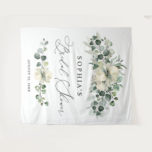 Greenery Eucalyptus Bridal Shower タペストリー (正面(横))