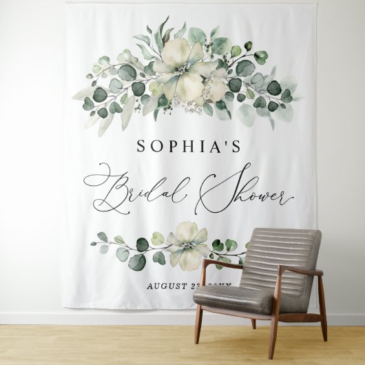 Greenery Eucalyptus Bridal Shower タペストリー (インサイチュ)