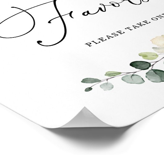 Greenery Eucalyptus Bridal Shower Favors Sign ポスター (角)