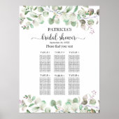 Greenery Eucalyptus Bridal Shower Seating Chart ポスター (正面)