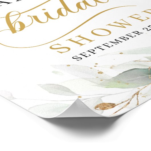 Greenery eucalyptus bridal shower welcome sign ポスター (角)