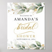 Greenery eucalyptus bridal shower welcome sign ポスター (正面)