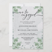 Greenery Eucalyptus Calligraphy We are engaged 招待状 (正面)