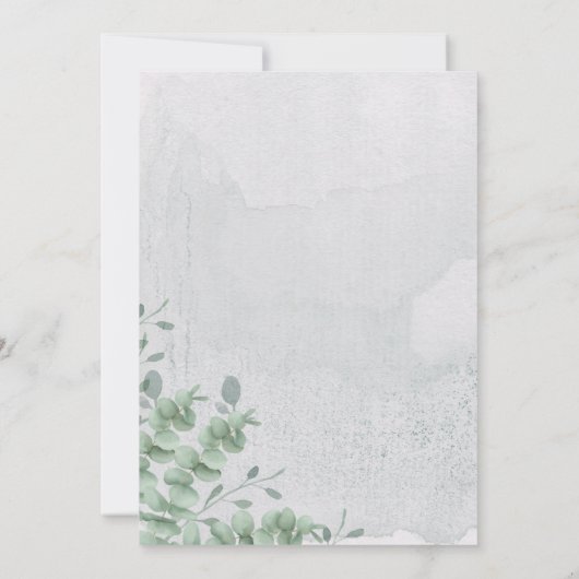 Greenery Eucalyptus Calligraphy We are engaged 招待状 (裏面)