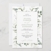 Greenery eucalyptus classy modern wedding  招待状 (正面)