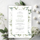 Greenery eucalyptus classy modern wedding  招待状