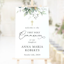 Greenery, Eucalyptus, First Holy Communion Welcome ポスター