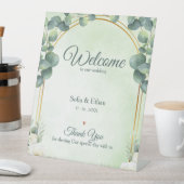 Greenery Eucalyptus Floral Welcome to Our Wedding  台座サイン (インサイチュ)