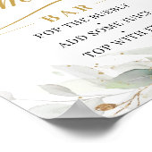 Greenery eucalyptus gold leaves mimosa bar sign ポスター (角)