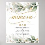 Greenery eucalyptus gold leaves mimosa bar sign ポスター<br><div class="desc">Greenery eucalyptus gold leaves mimosa bar sign,  Contact me for matching items or for customization,  Blush Roses ©</div>