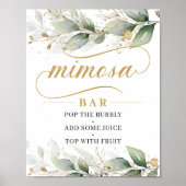 Greenery eucalyptus gold leaves mimosa bar sign ポスター (正面)