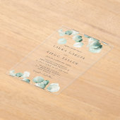 Greenery Eucalyptus Leaf Elegant Wedding アクリル招待状 (レイダウン)