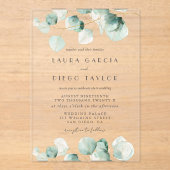 Greenery Eucalyptus Leaf Elegant Wedding アクリル招待状 (正面)