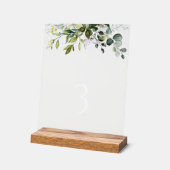 Greenery, Eucalyptus Leaves, Baptism Table Numbers アクリルサイン (傾斜)
