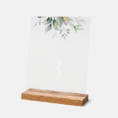 Greenery, Eucalyptus Leaves, Baptism Table Numbers アクリルサイン (傾斜)