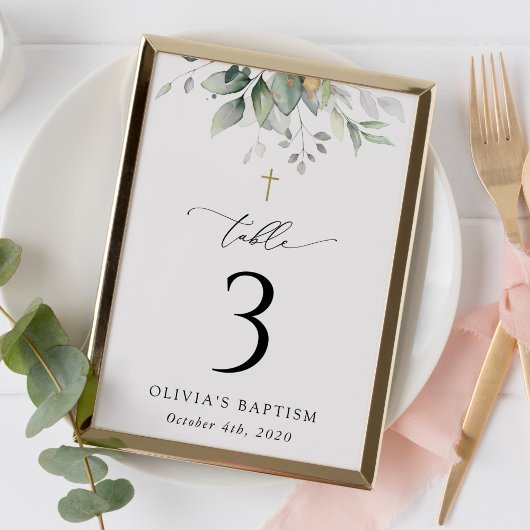 Greenery, Eucalyptus Leaves, Baptism Table Numbers テーブルナンバー