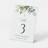 Greenery, Eucalyptus Leaves, Baptism Table Numbers 台座サイン (正面)