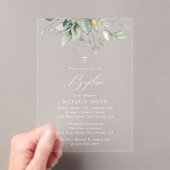 Greenery, Eucalyptus Leaves, Boho, Baptism アクリル招待状 (インサイチュ (ポータブル))