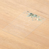 Greenery, Eucalyptus Leaves, Boho, Baptism アクリル招待状 (レイダウン)