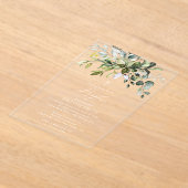 Greenery, Eucalyptus Leaves, Boho, Baptism アクリル招待状 (レイダウン)