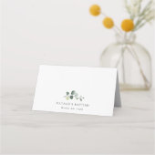 Greenery, Eucalyptus Leaves, Boho, Baptism プレイスカード (裏面)