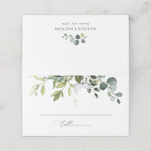 Greenery, Eucalyptus Leaves, Boho, Baptism プレイスカード (外部開封)