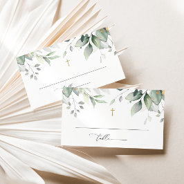 Greenery, Eucalyptus Leaves, Boho, Baptism プレイスカード