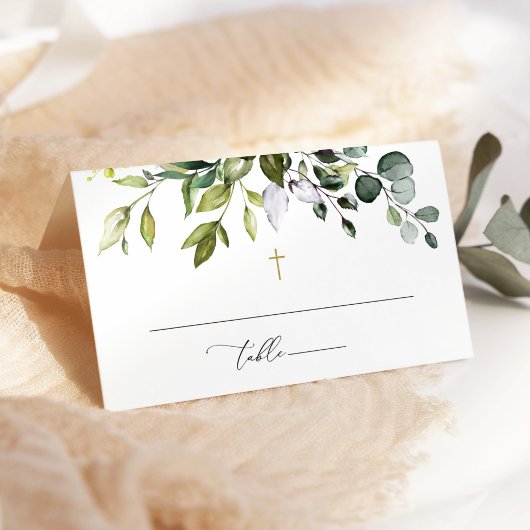 Greenery, Eucalyptus Leaves, Boho, Baptism プレイスカード