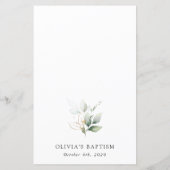 Greenery, Eucalyptus Leaves, Boho, Baptism Menu (裏面)