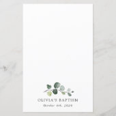 Greenery, Eucalyptus Leaves, Boho, Baptism Menu (裏面)