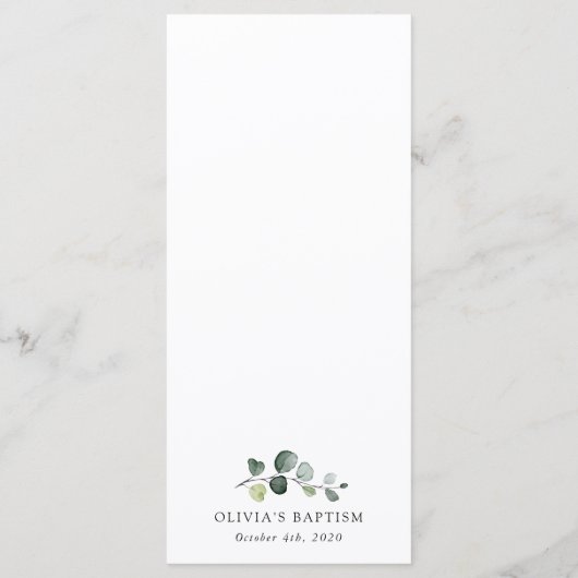 Greenery, Eucalyptus Leaves, Boho, Baptism Menu メニュー (裏面)