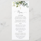 Greenery, Eucalyptus Leaves, Boho, Baptism Menu メニュー (正面)