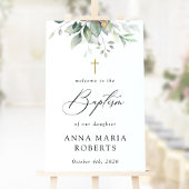 Greenery, Eucalyptus Leaves, Boho, Baptism Welcome ポスター