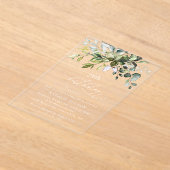 Greenery, Eucalyptus Leaves, Boho, Birthday アクリル招待状 (レイダウン)