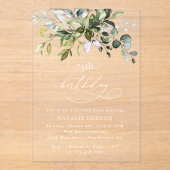 Greenery, Eucalyptus Leaves, Boho, Birthday アクリル招待状 (正面)