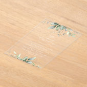 Greenery, Eucalyptus Leaves, Boho, Birthday アクリル招待状 (レイダウン)