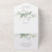 Greenery, Eucalyptus Leaves, Boho, Birthday オールインワン招待状 (外側)