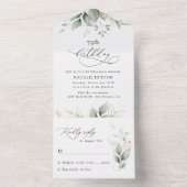 Greenery, Eucalyptus Leaves, Boho, Birthday オールインワン招待状 (内側)